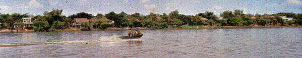 River Panorama with speedboat