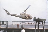 A Seawolf hovering above the deck